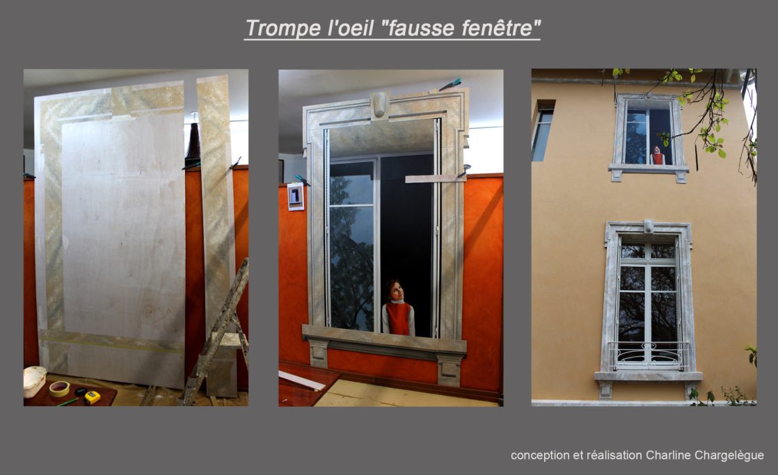 Trompe l’œil peint sur panneaux bois, Pont de Beauvoisin (38)