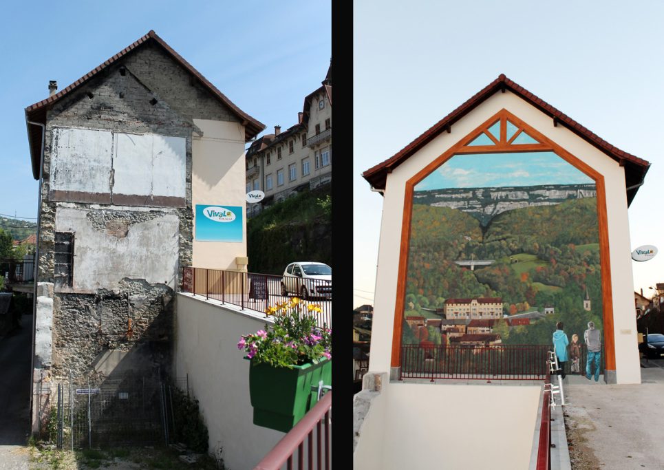 Fresque "Paysage", Thème: Vue de la commune, La Bridoire (73)